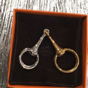 Hermes scarf ring gold and silver